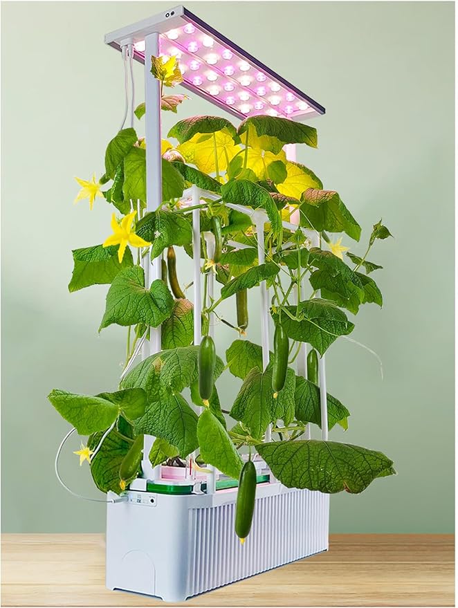 Large Hydroponics Growing System kit with Trellis,Smart Indoor Hydroponic Gardening System with LED Grow Light, Indoor Hydroponic Grow Kit for Tomato,Pepper,Cucumbers(7L,Pump) - Bloomnest