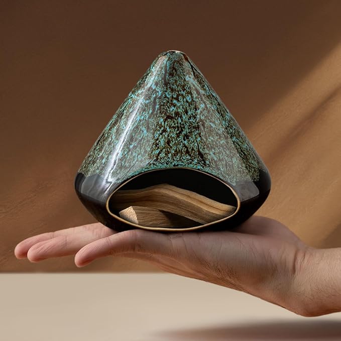 Handcrafted Ceramic Palo Santo Holder – Artistic Incense Burner for Meditation, Viridis Mindfulness & Zen Home Decor – Wabi-Sabi Style Cone Sculpture, Gift for Yoga, Relaxation & Aromatherapy OLACHIKKO