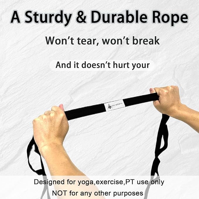 Stretching Strap Yoga Strap with Loops, Stretch Straps for Physical Therapy, Non-Elastic Exercise Strap for Pilates, Dance and Gymnastics with Workout Guide - Bloomnest