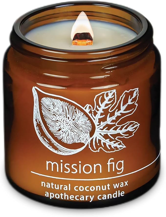 Hemlock Park Crackling Wood Wick Candle Handcrafted with Natural Coconut Wax (Small 4 oz, Mission Fig) - Bloomnest