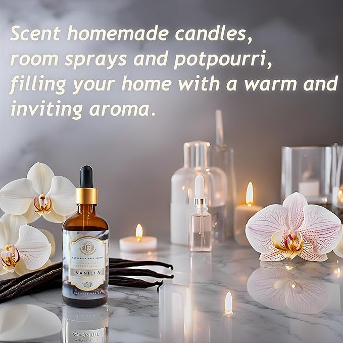 Luxurious Vanilla Essential Oil by Enhanced Essentials|Slow Distilled & Pure|Concentrated Oils for Diffusers,Skin Care, Aromatherapy, Bath,Perfume,Gifting,Soap & Candle Making|3.38 Fl Oz (100 ml) Bloomnest
