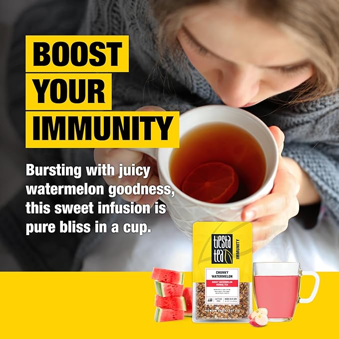 Tiesta Tea - Chunky Watermelon, Loose Leaf, Sweet Watermelon Herbal Tea, Premium Non-Caffeinated Blend, Make Hot or Iced, Brews Up to 25 Cups, 2 Ounce Resealable Pouch - Bloomnest