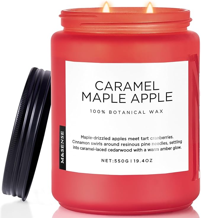 M&SENSE Caramel Apple Pie Candles for Home Scented, Natural Soy Wax 19.4oz Long Lasting 110 Hours Clean Non Toxic Large 2 Wick Candle Gifts for Thanksgiving Housewarming - Bloomnest