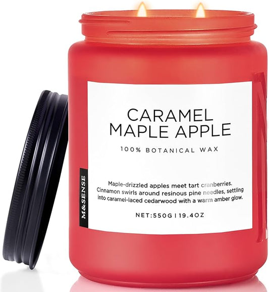 M&SENSE Caramel Apple Pie Candles for Home Scented, Natural Soy Wax 19.4oz Long Lasting 110 Hours Clean Non Toxic Large 2 Wick Candle Gifts for Thanksgiving Housewarming - Bloomnest
