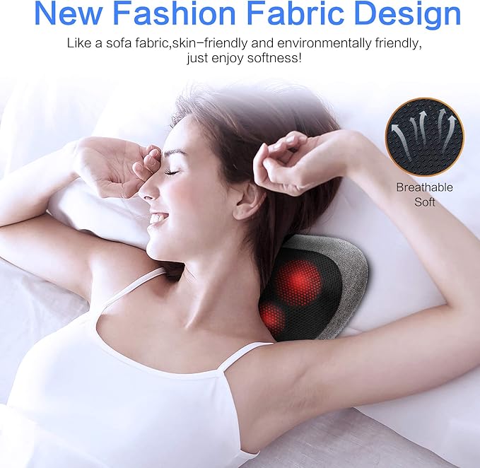 Papillon Shiatsu Back and Neck Massager with Heat, Deep Tissue Kneading,Electric Massage Pillow for Back,Shoulders,Legs,Foot,Body Muscle Pain Relief,Use at Home,Car,Office - Bloomnest
