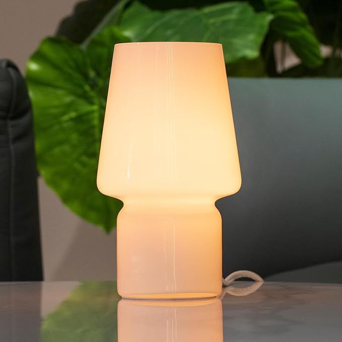 Mushroom Lamp,Mother's Day Gifts,Small Table Lamp,Cute Nightstand Kitchen Mini Lamp,Glass Table Lamp,Suitable for Bedrooms, Kitchens, Living Rooms, Bedside, Girl Gifts（White） - Bloomnest