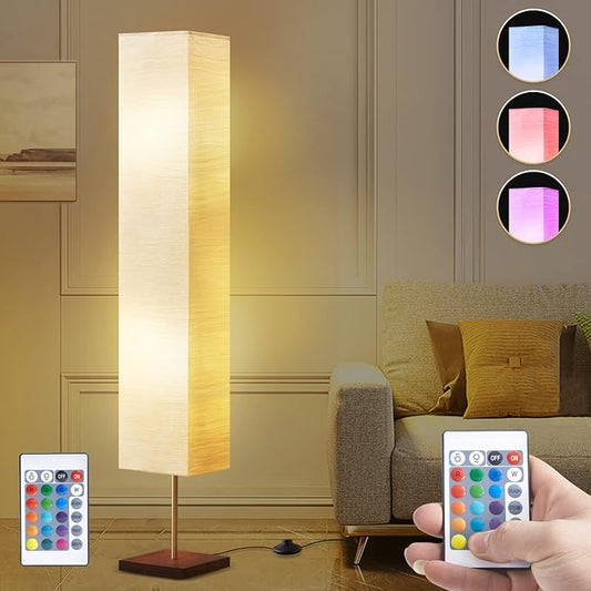 GyroVu 65“ Floor Lamp for Living Room, RGB Color Changing-2700K-6000K Corner Floor Lamp Standing Lamp for Living Room, Tall lamp with Remote Control for Bedroom, Office Beige(Bulbs Included) - Bloomnest