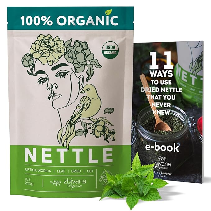 Zhivana Organics Nettle Tea – Nettle Leaf Organic, Nettle Tea Loose Leaf, Stinging Nettles Loose Leaf Organic, Ortiga Verde Organica - Dried Herbs for Medicinal Use - 8oz - Bloomnest