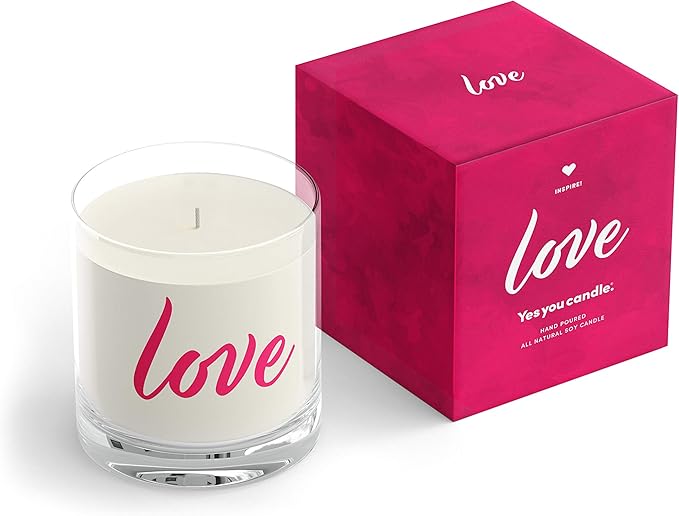Love, Bergamot, Wine, Orange, Vanilla, Lillies & Musk, Highly-Scented, Inspirational Soy Candle, Made in USA, Pure Essential Oils, Aromatherapy, 9.5 oz - Bloomnest