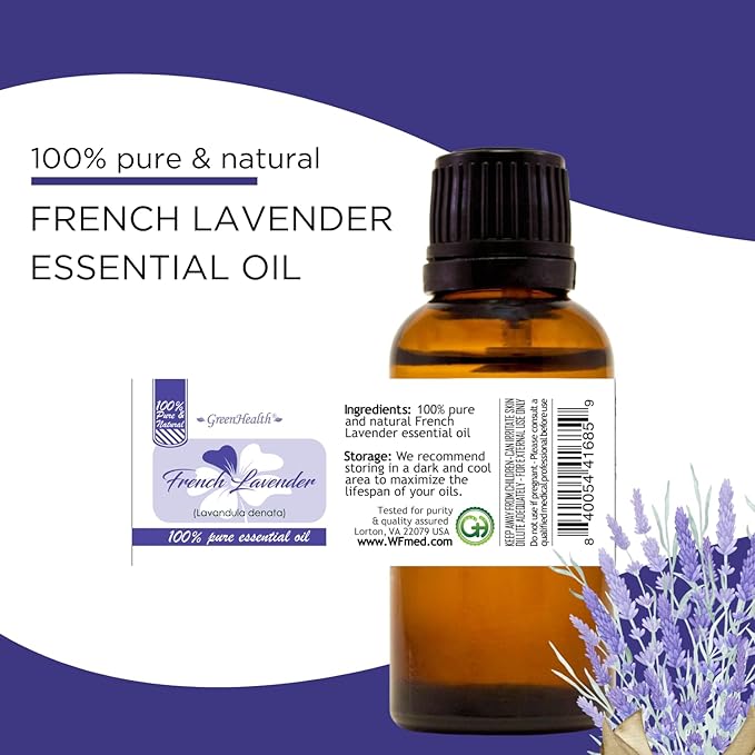 GreenHealth French Lavender Essential Oil – 16 fl oz (473 ml) – 100% Pure & Uncut – Aluminum Bottle w/Plug Cap – French Lavender Oil for Diffusers, Aromatherapy, Candles, Soaps & DIY - Bloomnest