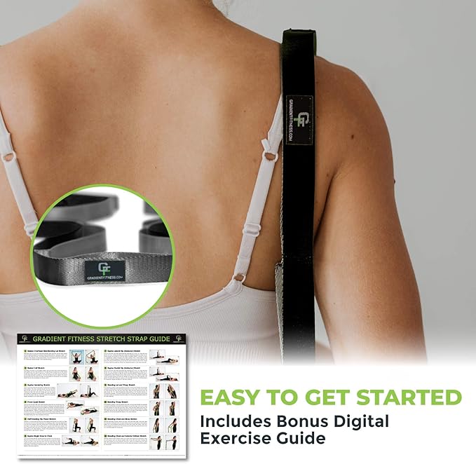 Gradient Fitness Stretching Strap for Physical Therapy, 12 Multi-Loop Stretch Strap 1" W x 8' L, Neoprene Handles, Physical Therapy Equipment, Yoga Straps for Stretching, Leg Stretcher. - Bloomnest