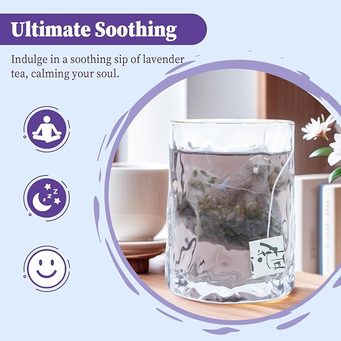 FullChea - Lavender Tea Bags, 50 Teabags - Pure Lavender Flowers for Relaxation - Caffeine-Free Floral Tea for Sleep & Wellness - Bloomnest