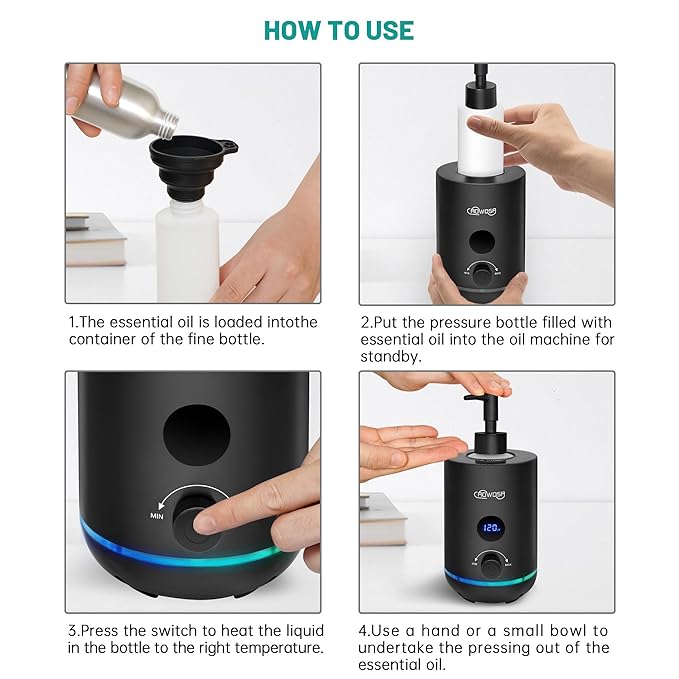 Massage Oil Warmer Bottle Professional Electric Lotion Digital Heater for SPA, Portable Oil Warmer Heated Cream for Beauty Salon Home, with Gradient Atmosphere Lamp, ℃/℉ Switchable Display - Bloomnest