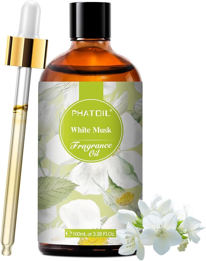 100ML/3.38fl.oz White Musk Fragrance Oils, PHATOIL White Musk Oil for Diffuser, Humidifier, Scented Oils for DIY Soap, Candle Making with Premium Glass Dropper PHATOIL