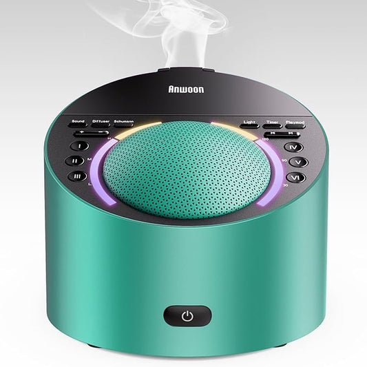 Sound Machine & Aroma Diffuser Pro 4-in-1 Sleep System, Premium Metal Shell with Schumann Resonance &Night Light, White Noise &50+ Natural Sounds -for Sleep, Focus, Relaxation -Adults Kids Baby