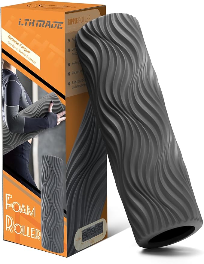 Foam Roller, Deep Tissue Massage Muscle Roller Back Roller Foam with Wave Texture - Back Pain Relief & Physical Therapy, Fitness Foam Roller for Pilates, Yoga (Grey) - Bloomnest