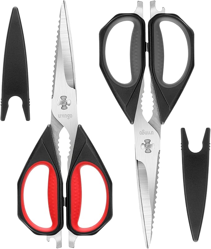 LIVINGO Kitchen Scissors, 2 Pack 9.25" Utility All Purpose Poultry Shears Heavy Duty Dishwasher Safe, Come Apart Sharp Stainless Steel Cooking Food Scissors for Cutting Meat, Chicken, Vegetable, Fish - Bloomnest