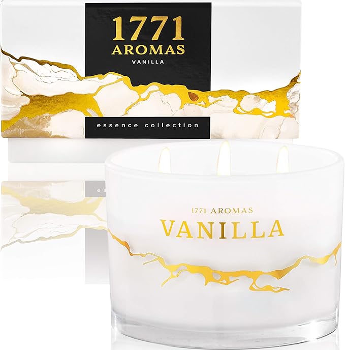 Vanilla Scented Candles - 100% Natural Soy Wax - Large 3 Wick Jar Candle - Up to 50 Hours Burning Time - Candles for Home - Gift-Ready Candle for Men & Women - Aromatherapy Candles - Bloomnest
