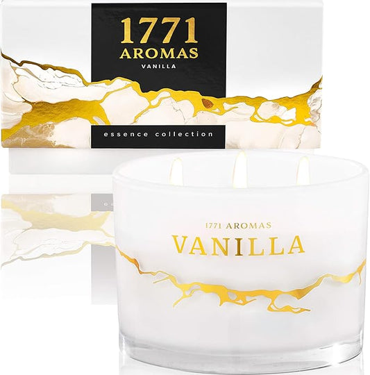 Vanilla Scented Candles - 100% Natural Soy Wax - Large 3 Wick Jar Candle - Up to 50 Hours Burning Time - Candles for Home - Gift-Ready Candle for Men & Women - Aromatherapy Candles - Bloomnest