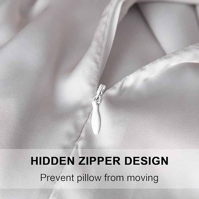 Mulberry Silk Pillowcase for Hair and Skin,Queen Size Cooling Silk Pillow Case with Hidden Zipper,Allergen Proof Dual Sides Soft Breathable Smooth Silk Pillow Cover for Women.(Queen,Light Gray) - Bloomnest