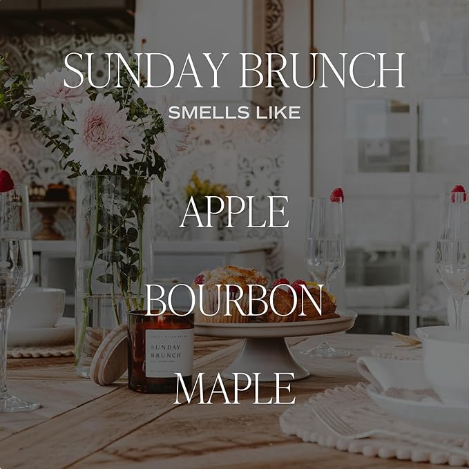 Sweet Water Decor Sunday Brunch Candle - Soy Apple, Bourbon, and Maple Candles for Home - 9oz Clear Jar + Gold Lid, 40+ Hour Burn Time, Made in The USA - Summer Candle - Bloomnest