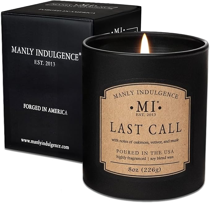 Manly Indulgence Last Call Scented Candles for Men, Premium Soy Blend Wax, 45H Burn, Candles for Home Scented, Gift-Ready Packaging - Made in The USA - Bloomnest