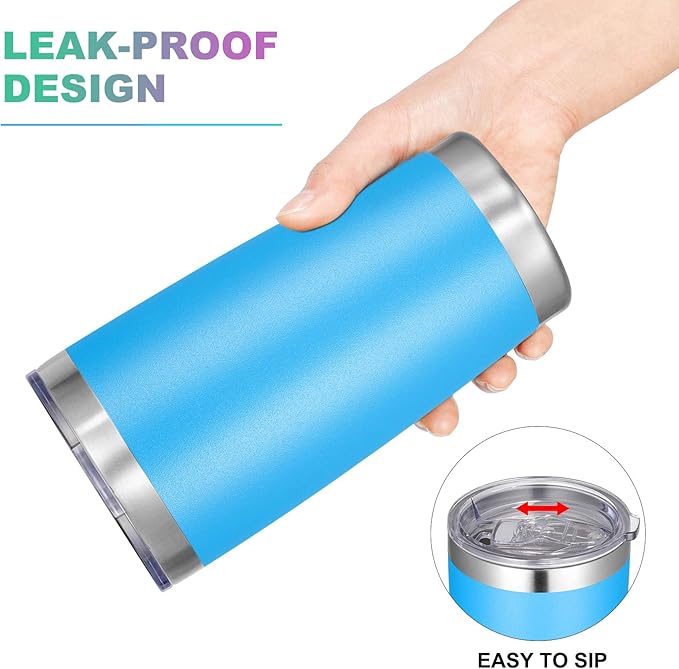 VEGOND 20oz Tumbler with Lid and Straw Stainless Steel Tumbler Cup Vacuum Insulated Double Wall Travel Coffee Mug Powder Coated Coffee Cup(Sky Blue 1 Pack) - Bloomnest