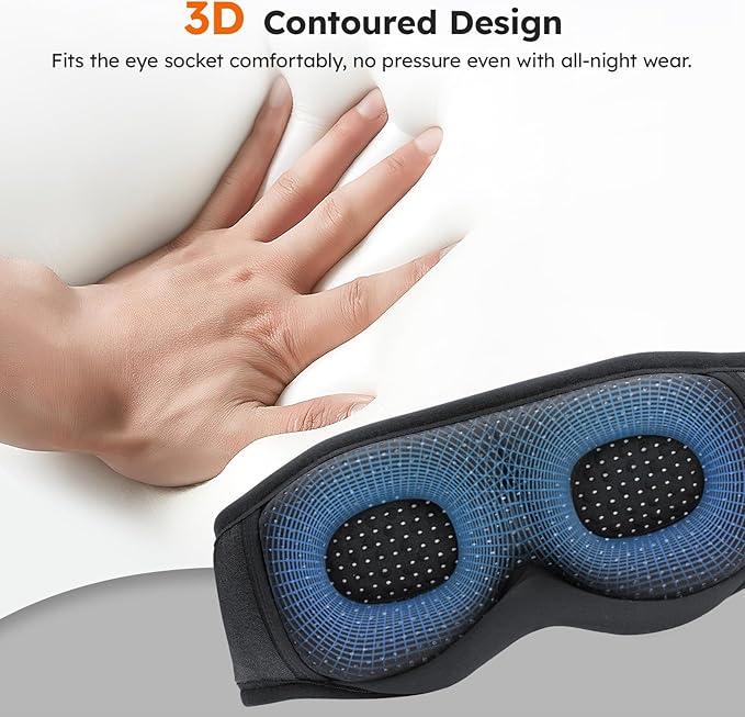 LC-dolida White Noise Sleep Mask, 3D Sleep Headphones with 16 Soothing Sounds, Bluetooth 5.4 Sleep Eye Mask with Timer, Total Blackout Sleeping Headphones for Side Sleeper(Black) - Bloomnest