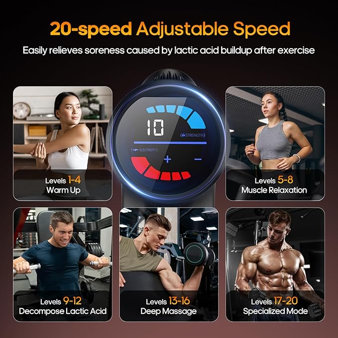 AERLANG Massage Gun with Heat Deep Tissue Back Massager Neck Massager for Pain Relief,Muscle Percussion Massage Gun, Birthday Gifts for Men Women Dad him Handheld Message Gun with 7Heads&Silent - Bloomnest