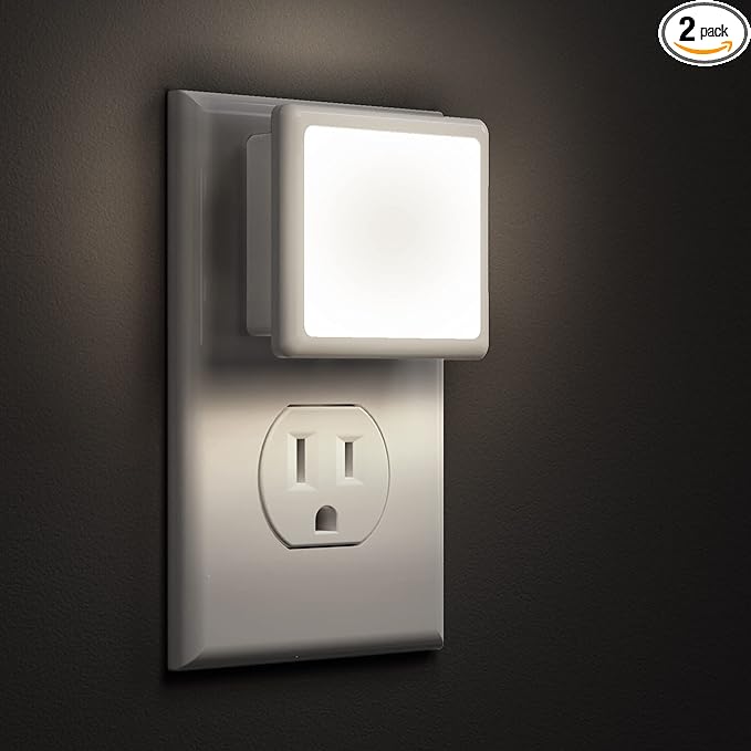 L LOHAS LED Night Lights Plug into Wall 2-Pack, 0.3W Plug in Night Light, Dusk to Dawn, 5000K Daylight White Bright Nightlight Auto-On/Off for Adults Kids Room Bedroom Bathroom Hallway Kitchen Non-Dim - Bloomnest