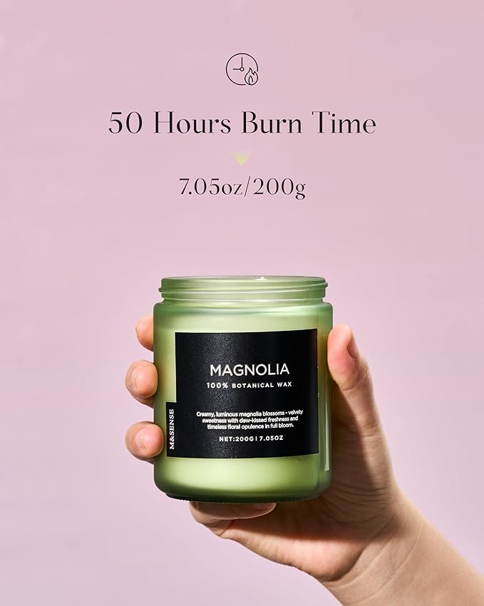 M&SENSE Magnolia Jasmine Scented Candle, 7.05oz 50 Hours Long Lasting Clean Non Toxic All Natural Soy Wax Candle for Relaxing & Stress Relief, 2 Wick Spring Fragrance Gifts for Home Decor - Bloomnest