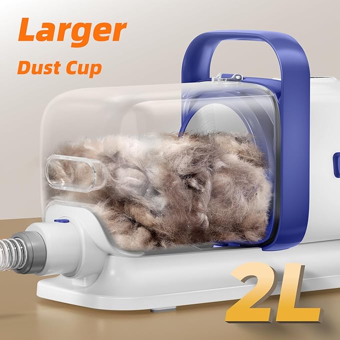 Dog Grooming Kit with Vacuum, All-in-One Pet Grooming Vacuum for Dogs and Cats, Low Noise Pet Hair Clipper & Shedding Brush, Dog Hair Remover, Cat Pet Groomer Set with Cleaning Brushes, White - Bloomnest