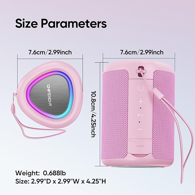 Portable Bluetooth Speaker with Lights, Stocking Stuffers, Powerful Crystal Clear Sound, IPX5 Waterproof, All Day Playtime, BT 5.3, TWS Paring, Small Wireless Speaker for Outdoor, White Elephant Gifts - Bloomnest