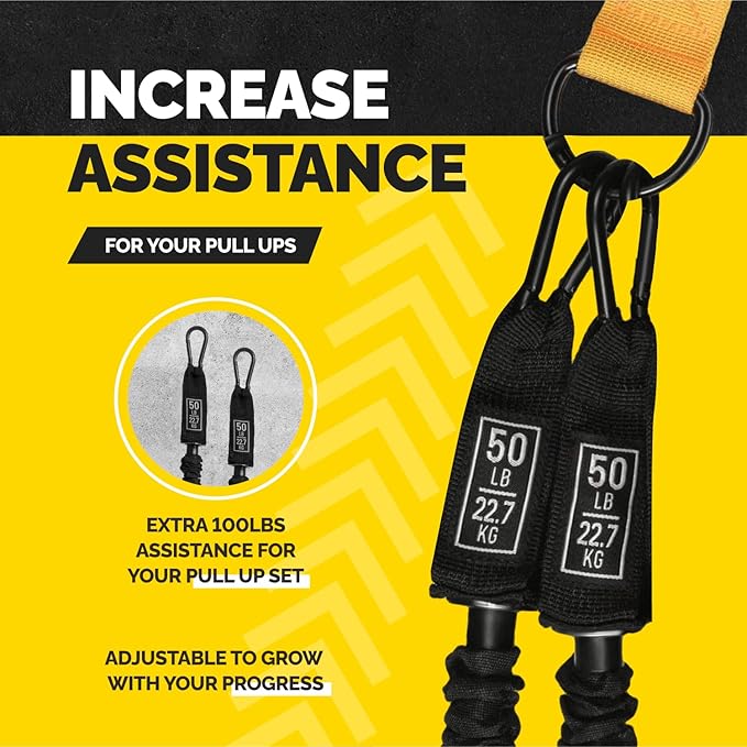 Pull Up Assistance Bands Set - 4 Heavy-Duty Pull Up Bands, Height Adjustable Strap & Comfortable Foot Strap - Stackable Pull Up Resistance Bands for Pull Ups - Bloomnest