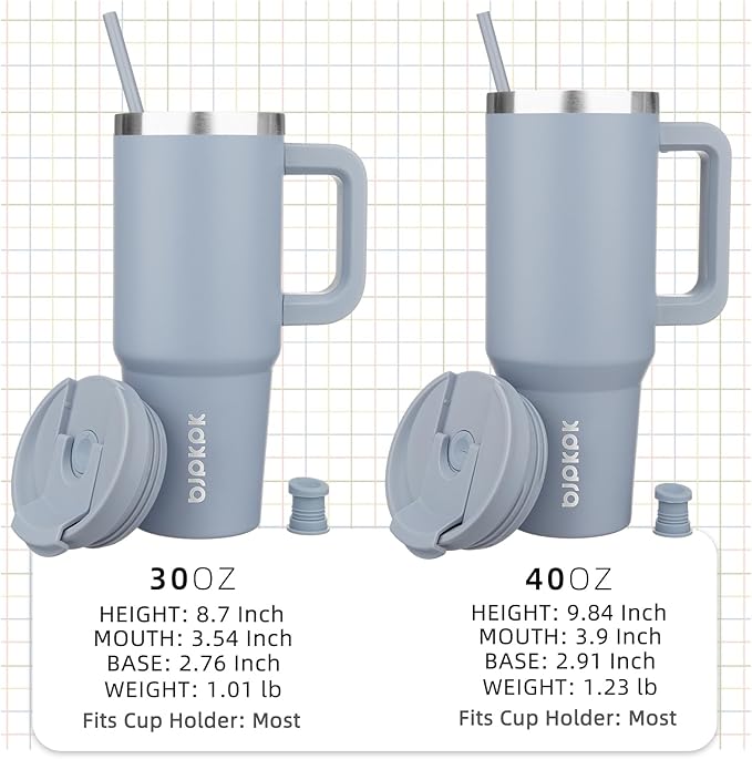 BJPKPK Tumbler With Handle And Straw 40oz Insulated Tumbler Cups With Lid Stainless Steel Travel Coffee Mug,Modern Blue