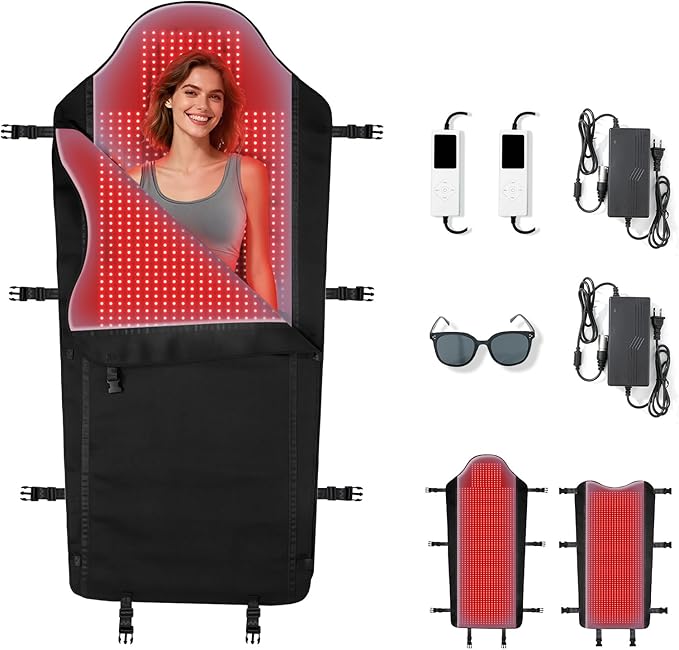 Red Light Therapy Mat for Full Body, Largest 2704LEDs Near Infrared Light Therapy Pad, 660nm& 850nm 2in1 LEDs Light Blanket, High end Leather, 5 Power Levels UP to 288W, 73"x36" PZJDSR