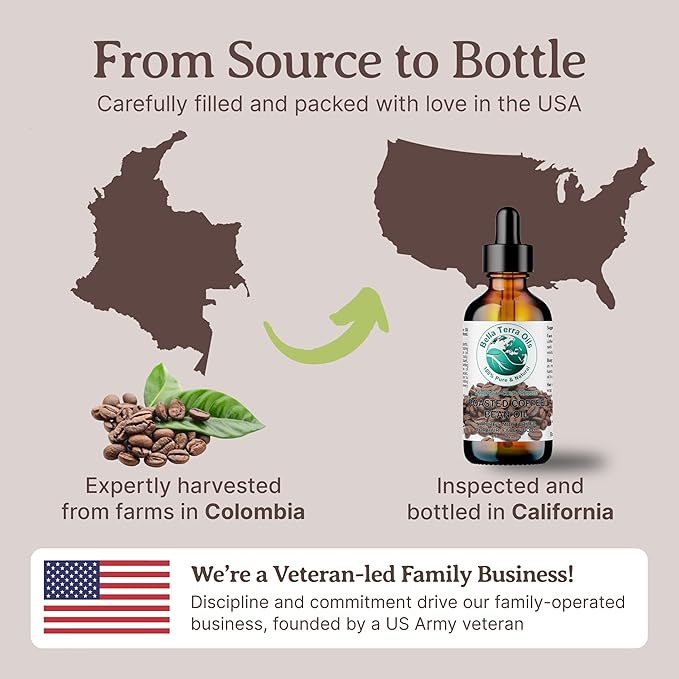 Bella Terra Oils - Roasted Coffee Bean Oil 4 oz - Dive into The Heart of Coffee Extract, Boosted with Essential Fatty Acids, A Luxurious Experience - Bloomnest