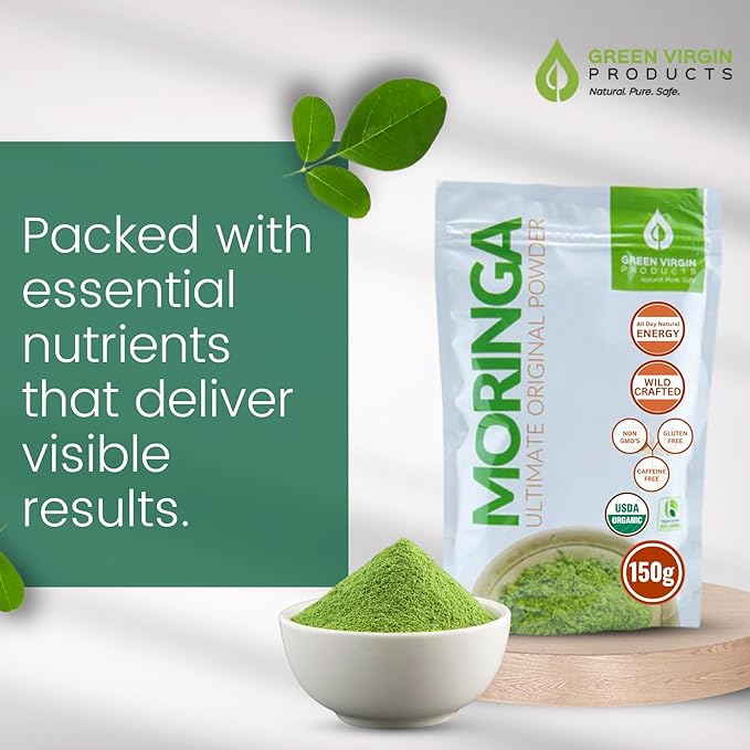 Organic, Moringa Oleifera, Original Leaf Powder, 150 Grams - Bloomnest