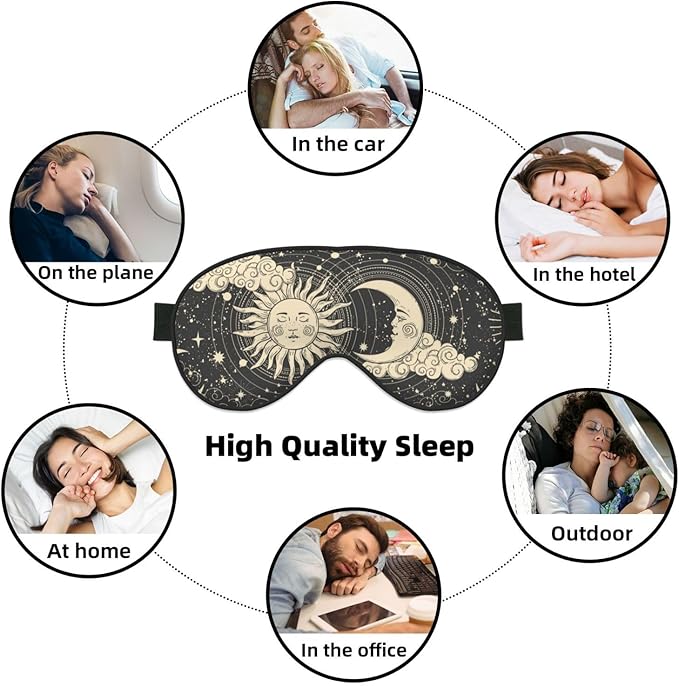 Sleep Eye Mask Mandala Vintage Boho Sun Moon Sleep Mask for Women Men Comfortable Eye Mask with Adjustable Strap Soft Eye Cover Blindfold for Travel Yoga Nap Shift Work - Bloomnest
