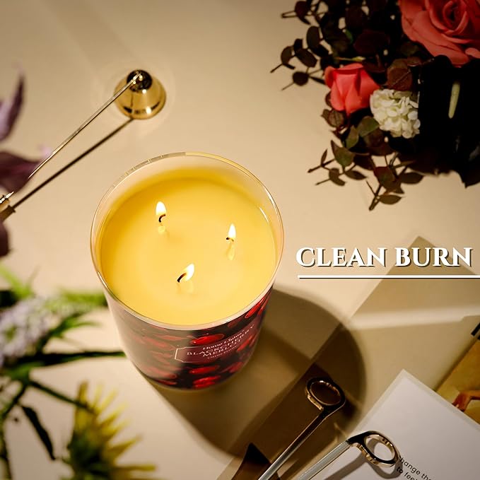 HomeLights Soy Wax Candles for Home Scented, 3-Wick Candles in Blackcherry Merlot Scented, Aromatherapy Candles Gift for Parties, Relaxing, Eclectic Mixed Styles, 34oz - Bloomnest