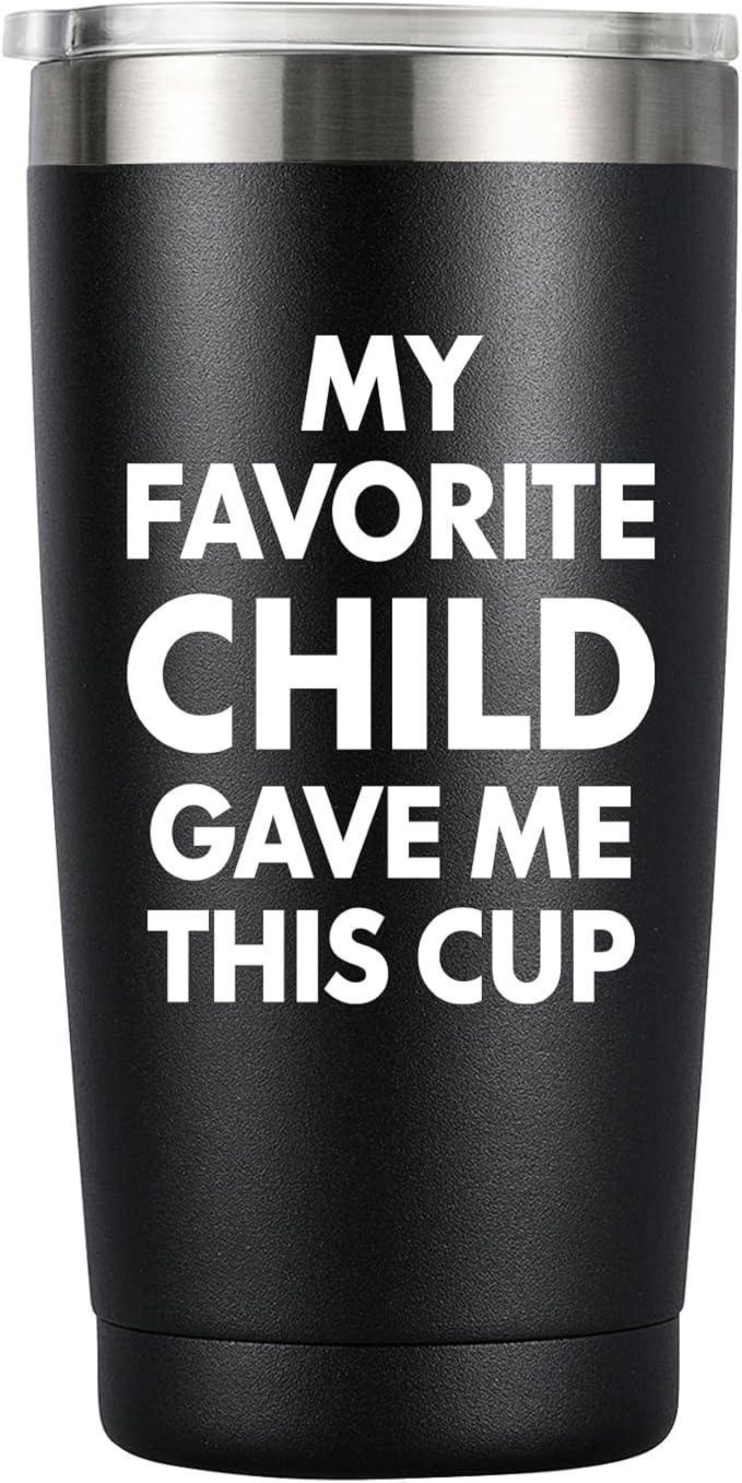 MASGALACC Gifts for Dad from Daughter or Son, My Favorite Child Gave Me This Cup - 20oz Black Tumbler, Christmas Birthday Present for Father, Bonus Dad, Husband, Daddy, Papa, Men