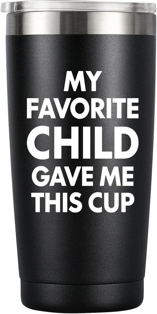 MASGALACC Gifts for Dad from Daughter or Son, My Favorite Child Gave Me This Cup - 20oz Black Tumbler, Christmas Birthday Present for Father, Bonus Dad, Husband, Daddy, Papa, Men