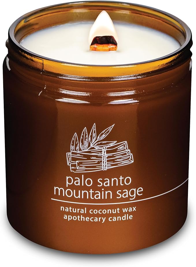Hemlock Park Crackling Wood Wick Candle Handcrafted with Natural Coconut Wax (Large 16 oz, Palo Santo Mountain Sage) - Bloomnest
