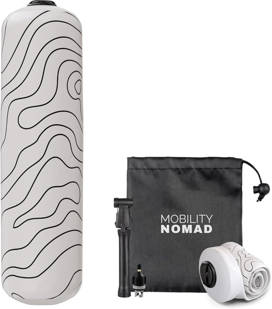 Inflatable Foam Roller – Travel Muscle Recovery Tool, Deep Tissue Massage, Physical Therapy, Hiking & Gym – Adjustable Firmness – Includes Pump, Bag & Adapters (Topo Gray, 15")