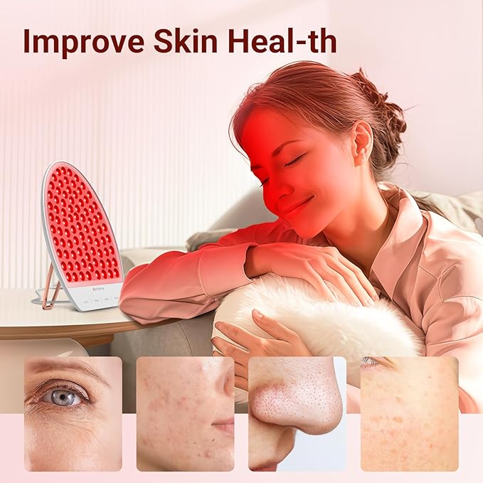 Red Light Therapy for Face and Neck, Near Infrared Light Panel with Adjustable Stand for Body, Red Light Therapy Lamp with 84 LEDs with Timer, 660nm & 850nm AlierGo