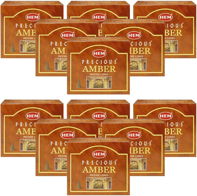 TRUMIRI Precious Amber Incense Cones & Cone Incense Burner Bundle: 120pcs (12 Sets of 10pcs) TRUMIRI