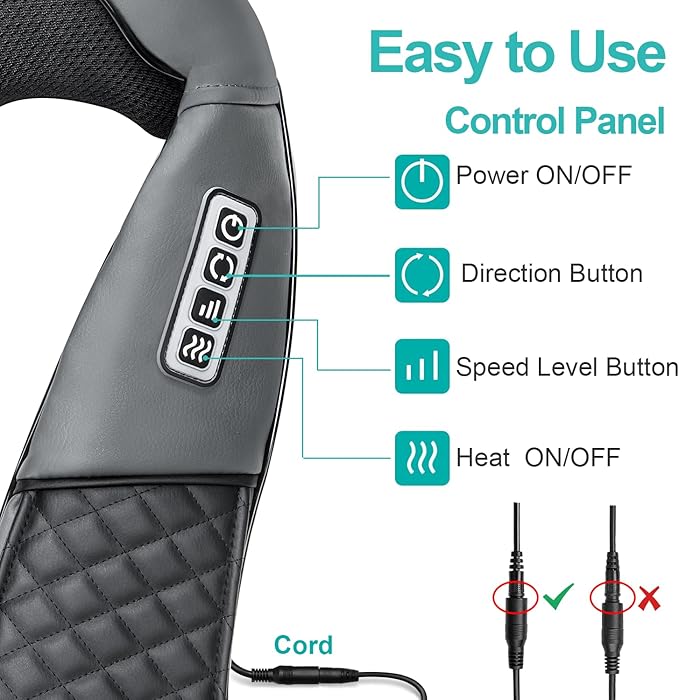 Medcursor Neck Massager, Portable Electric Shiatsu Back Massage Device with Heat, Deep Tissue 3D Kneading Pillow for Muscle Pain Relief (No Battery) - Bloomnest