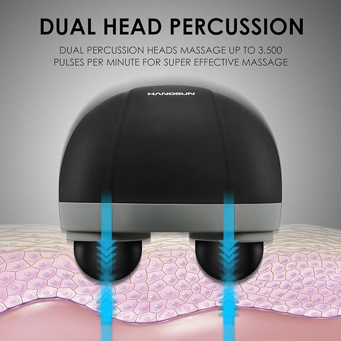 HANGSUN Handheld Neck Back Massager for Pain Relief Deep Tissue, Double Head Full Body Percussion Massage MG400 for Shoulder, Leg, Foot, Muscles - Bloomnest