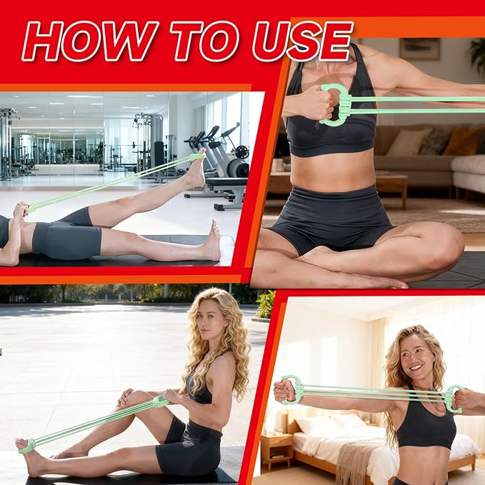 6 Gear Adjustable Resistance Bands, Fitness Resistance Bands Exercise Bands with Comfort Grips, Unisex, for Arms, Chest Extender, Home Workout, Fitness, Pilates - Bloomnest