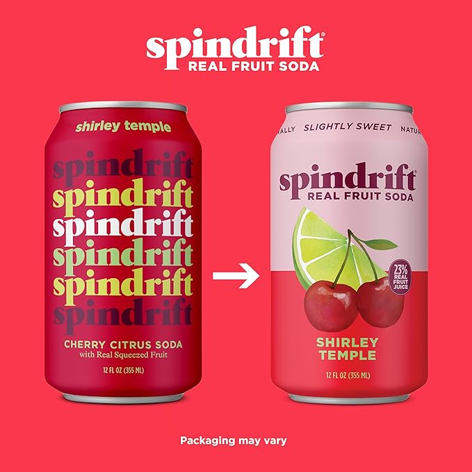 Spindrift "Shirley Temple" Cherry Citrus Soda Made with Real Squeezed Fruit 12 Pack Case - Bloomnest